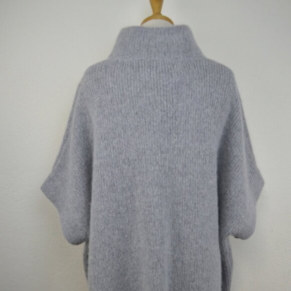 ELK Black Knit Alpaca Poncho with Zipper One Size - Picture 9 of 9